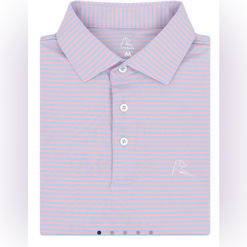 RHOBACK Performance Polo - the Birdie Stripe - Sz Large